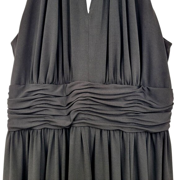 White House Black Market Womens Black Dress Sz 4 Sleeveless Ruched Waist Halter - Picture 4 of 8